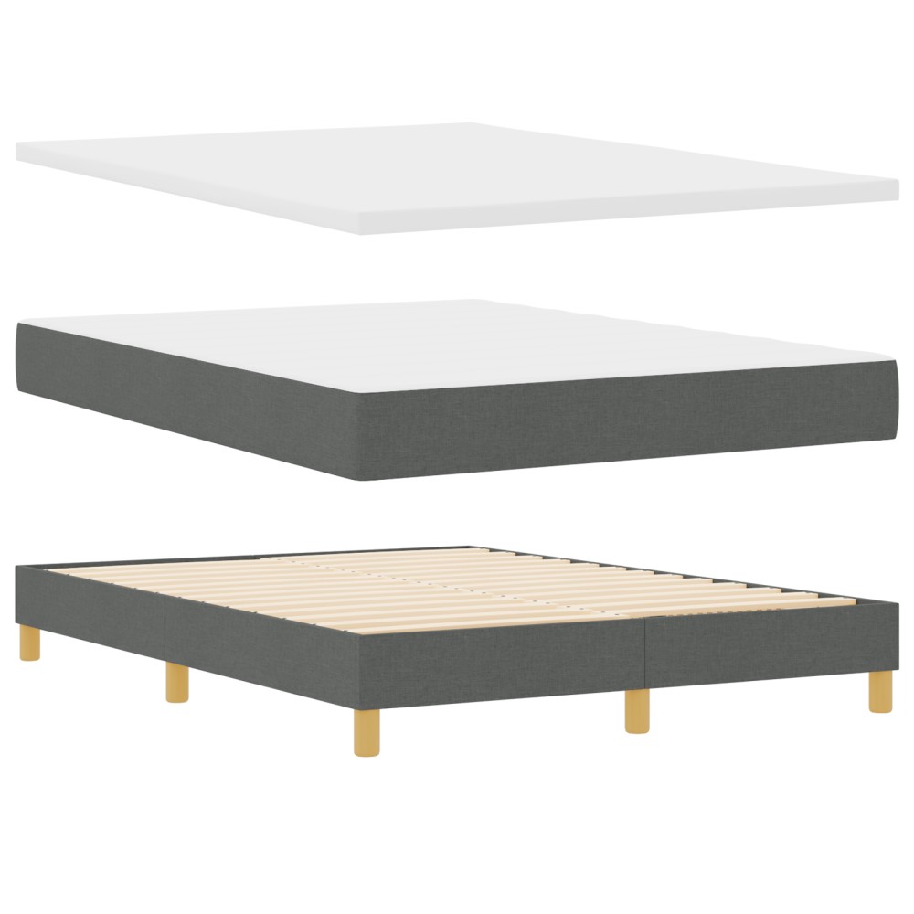 vidaXL Pat cu Saltea cu Arcuri Gri închis 140 x 190 cm țesătură
