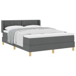 vidaXL Pat cu Saltea cu Arcuri Gri închis 140 x 190 cm țesătură