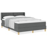 vidaXL Pat cu Saltea cu Arcuri Gri închis 140 x 190 cm țesătură