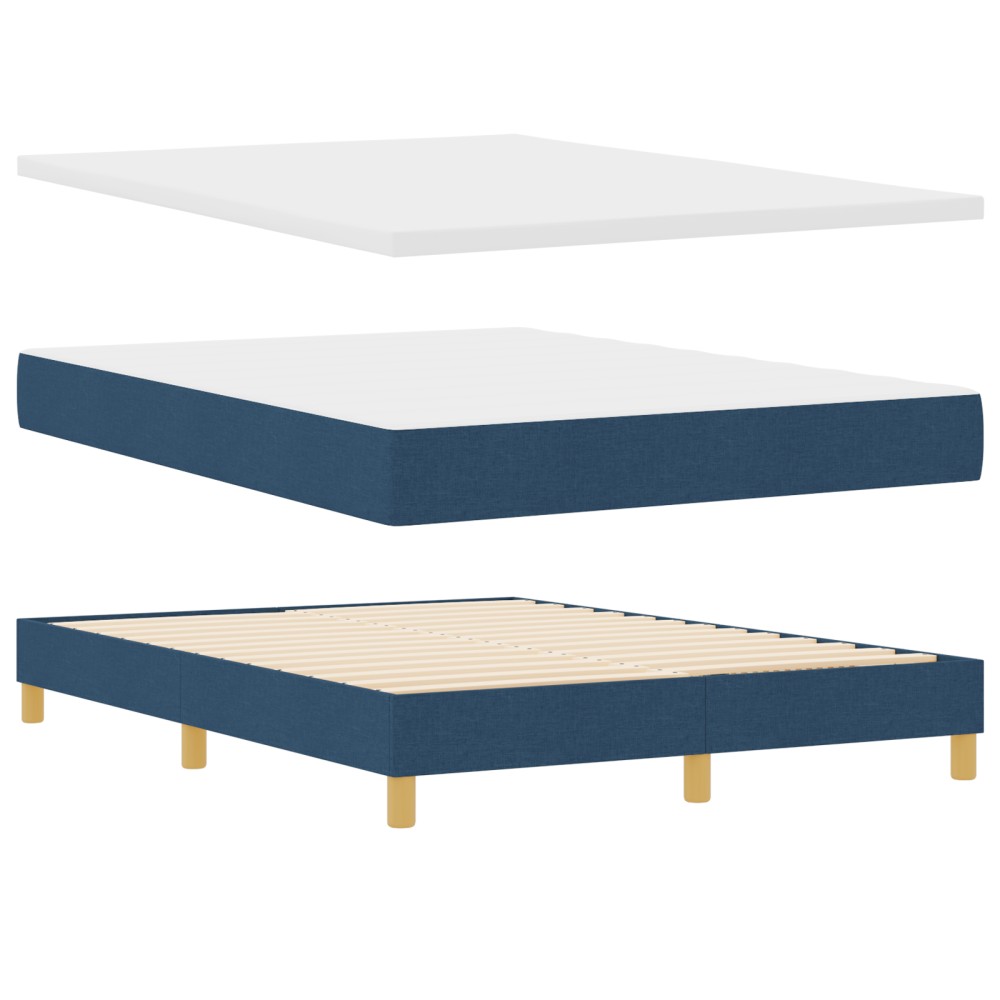 vidaXL Pat cu Saltea cu Arcuri albastru 140 x 190 cm țesătură