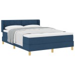vidaXL Pat cu Saltea cu Arcuri albastru 140 x 190 cm țesătură vidaXL Pat cu Saltea cu Arcuri albastru 140 x 190 cm țesătură