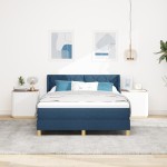 vidaXL Pat cu Saltea cu Arcuri albastru 140 x 190 cm țesătură vidaXL Pat cu Saltea cu Arcuri albastru 140 x 190 cm țesătură