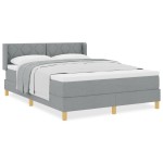 vidaXL Pat cu Saltea cu Arcuri Gri deschis 140 x 200 cm țesătură vidaXL Pat cu Saltea cu Arcuri Gri deschis 140 x 200 cm țesătură