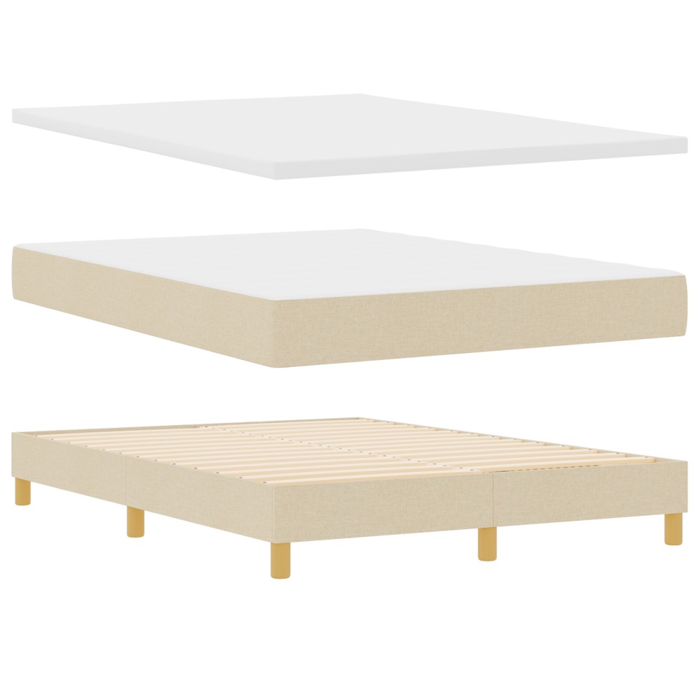 vidaXL Pat cu Saltea cu Arcuri cu saltea Crem 140 x 200 cm țesătură