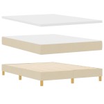 vidaXL Pat cu Saltea cu Arcuri cu saltea Crem 140 x 200 cm țesătură vidaXL Pat cu Saltea cu Arcuri cu saltea Crem 140 x 200 cm țesătură