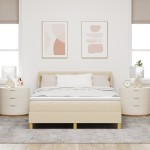 vidaXL Pat cu Saltea cu Arcuri cu saltea Crem 140 x 200 cm țesătură vidaXL Pat cu Saltea cu Arcuri cu saltea Crem 140 x 200 cm țesătură