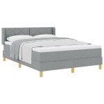 vidaXL Pat cu Saltea cu Arcuri Gri deschis 160 x 200 cm țesătură vidaXL Pat cu Saltea cu Arcuri Gri deschis 160 x 200 cm țesătură