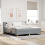 vidaXL Pat cu Saltea cu Arcuri Gri deschis 180 x 200 cm țesătură vidaXL Pat cu Saltea cu Arcuri Gri deschis 180 x 200 cm țesătură