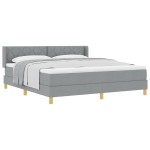 vidaXL Pat cu Saltea cu Arcuri Gri deschis 180 x 200 cm țesătură vidaXL Pat cu Saltea cu Arcuri Gri deschis 180 x 200 cm țesătură