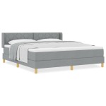 vidaXL Pat cu Saltea cu Arcuri Gri deschis 180 x 200 cm țesătură vidaXL Pat cu Saltea cu Arcuri Gri deschis 180 x 200 cm țesătură