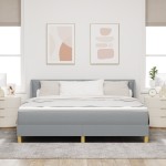 vidaXL Pat cu Saltea cu Arcuri Gri deschis 180 x 200 cm țesătură vidaXL Pat cu Saltea cu Arcuri Gri deschis 180 x 200 cm țesătură