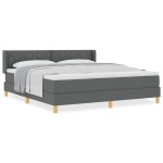 vidaXL Pat cu Saltea cu Arcuri Gri închis 180 x 200 cm țesătură vidaXL Pat cu Saltea cu Arcuri Gri închis 180 x 200 cm țesătură