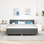 vidaXL Pat cu Saltea cu Arcuri Gri închis 180 x 200 cm țesătură vidaXL Pat cu Saltea cu Arcuri Gri închis 180 x 200 cm țesătură