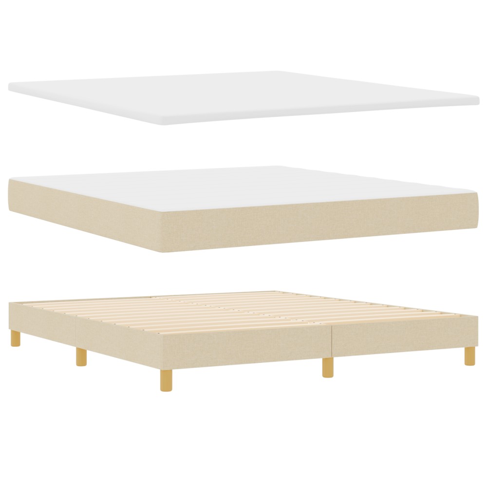 vidaXL Pat cu Saltea cu Arcuri cu saltea Crem 180 x 200 cm țesătură