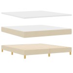 vidaXL Pat cu Saltea cu Arcuri cu saltea Crem 180 x 200 cm țesătură vidaXL Pat cu Saltea cu Arcuri cu saltea Crem 180 x 200 cm țesătură