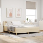 vidaXL Pat cu Saltea cu Arcuri cu saltea Crem 180 x 200 cm țesătură vidaXL Pat cu Saltea cu Arcuri cu saltea Crem 180 x 200 cm țesătură
