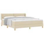vidaXL Pat cu Saltea cu Arcuri cu saltea Crem 180 x 200 cm țesătură vidaXL Pat cu Saltea cu Arcuri cu saltea Crem 180 x 200 cm țesătură