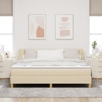 vidaXL Pat cu Saltea cu Arcuri cu saltea Crem 180 x 200 cm țesătură vidaXL Pat cu Saltea cu Arcuri cu saltea Crem 180 x 200 cm țesătură