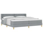 vidaXL Pat cu Saltea cu Arcuri Gri deschis 200 x 200 cm țesătură vidaXL Pat cu Saltea cu Arcuri Gri deschis 200 x 200 cm țesătură