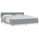vidaXL Pat cu Saltea cu Arcuri Gri deschis 200 x 200 cm țesătură vidaXL Pat cu Saltea cu Arcuri Gri deschis 200 x 200 cm țesătură