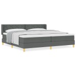 vidaXL Pat cu Saltea cu Arcuri Gri închis 200 x 200 cm țesătură