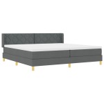 vidaXL Pat cu Saltea cu Arcuri Gri închis 200 x 200 cm țesătură