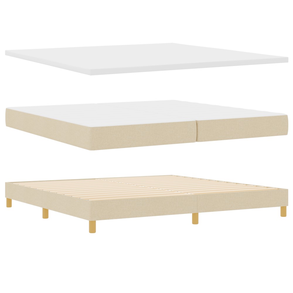 vidaXL Pat cu Saltea cu Arcuri cu saltea Crem 200 x 200 cm țesătură