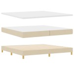 vidaXL Pat cu Saltea cu Arcuri cu saltea Crem 200 x 200 cm țesătură vidaXL Pat cu Saltea cu Arcuri cu saltea Crem 200 x 200 cm țesătură