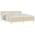 vidaXL Pat cu Saltea cu Arcuri cu saltea Crem 200 x 200 cm țesătură vidaXL Pat cu Saltea cu Arcuri cu saltea Crem 200 x 200 cm țesătură