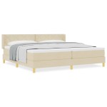 vidaXL Pat cu Saltea cu Arcuri cu saltea Crem 200 x 200 cm țesătură vidaXL Pat cu Saltea cu Arcuri cu saltea Crem 200 x 200 cm țesătură