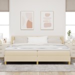 vidaXL Pat cu Saltea cu Arcuri cu saltea Crem 200 x 200 cm țesătură vidaXL Pat cu Saltea cu Arcuri cu saltea Crem 200 x 200 cm țesătură