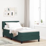vidaXL Pat cu Saltea cu Arcuri Negru 100x200 cm Catifea Verde închis