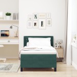 vidaXL Pat cu Saltea cu Arcuri Negru 100x200 cm Catifea Verde închis