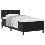 vidaXL Pat cu Saltea cu Arcuri Negru 100x200 cm Catifea Negru