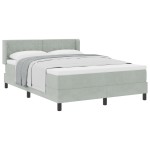 Pat cu saltea vidaXL Gri deschis 140x190 cm Catifea Pat cu saltea vidaXL Gri deschis 140x190 cm Catifea