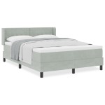 Pat cu saltea vidaXL Gri deschis 140x190 cm Catifea Pat cu saltea vidaXL Gri deschis 140x190 cm Catifea