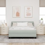 Pat cu saltea vidaXL Gri deschis 140x190 cm Catifea Pat cu saltea vidaXL Gri deschis 140x190 cm Catifea