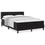 vidaXL Pat cu Saltea cu Arcuri Negru 100x200 cm Catifea Negru