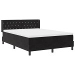 vidaXL Pat cu Saltea cu Arcuri Negru 100x200 cm Catifea Negru