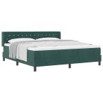 vidaXL Pat cu Saltea cu Arcuri Negru 100x200 cm Catifea Verde închis