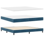 Pat cu saltea Box Spring vidaXL Albastru întunecat 200x200 cm Catifea Pat cu saltea Box Spring vidaXL Albastru întunecat 200x200 cm Catifea
