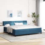 Pat cu saltea Box Spring vidaXL Albastru întunecat 200x200 cm Catifea Pat cu saltea Box Spring vidaXL Albastru întunecat 200x200 cm Catifea