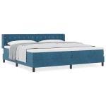 Pat cu saltea Box Spring vidaXL Albastru întunecat 200x200 cm Catifea Pat cu saltea Box Spring vidaXL Albastru întunecat 200x200 cm Catifea