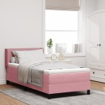 vidaXL Pat cu Saltea cu Arcuri Negru 100x200 cm Catifea cu saltea Roz vidaXL Pat cu Saltea cu Arcuri Negru 100x200 cm Catifea cu saltea Roz