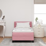 vidaXL Pat cu Saltea cu Arcuri Negru 100x200 cm Catifea cu saltea Roz vidaXL Pat cu Saltea cu Arcuri Negru 100x200 cm Catifea cu saltea Roz