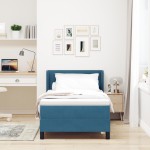 Pat Box Spring vidaXL cu Saltea Albastru Închis 90x190 cm Catifea Pat Box Spring vidaXL cu Saltea Albastru Închis 90x190 cm Catifea