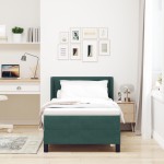 vidaXL Pat cu Saltea cu Arcuri Negru 100x200 cm Catifea Verde închis