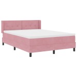 Pat cu saltea Box Spring vidaXL Roz 140x190 cm Catifea Pat cu saltea Box Spring vidaXL Roz 140x190 cm Catifea