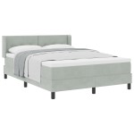 Pat cu saltea vidaXL, gri deschis, 140x200 cm, catifea Pat cu saltea vidaXL, gri deschis, 140x200 cm, catifea