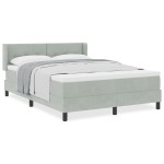 Pat cu saltea vidaXL, gri deschis, 140x200 cm, catifea Pat cu saltea vidaXL, gri deschis, 140x200 cm, catifea
